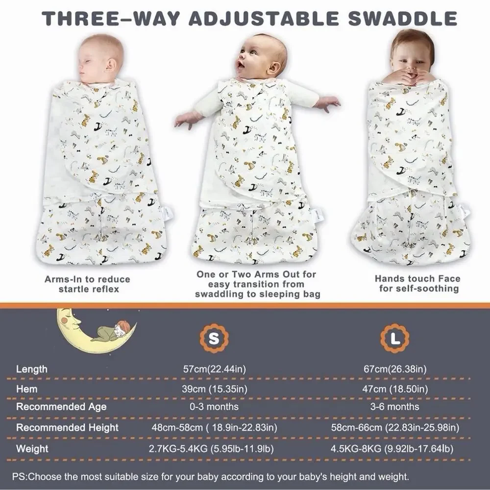 Baby Sleepsack, 100% Cotton Wearable Blanket, Swaddle Dinosaur 3-6 Months New